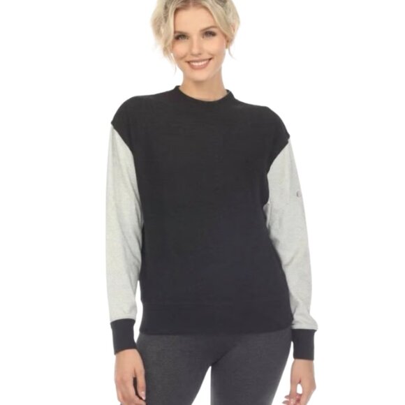 Johnny Was Calme Colorblock Crewneck Sweatshirt Black Gray Pullover – L NWT - Picture 1 of 8